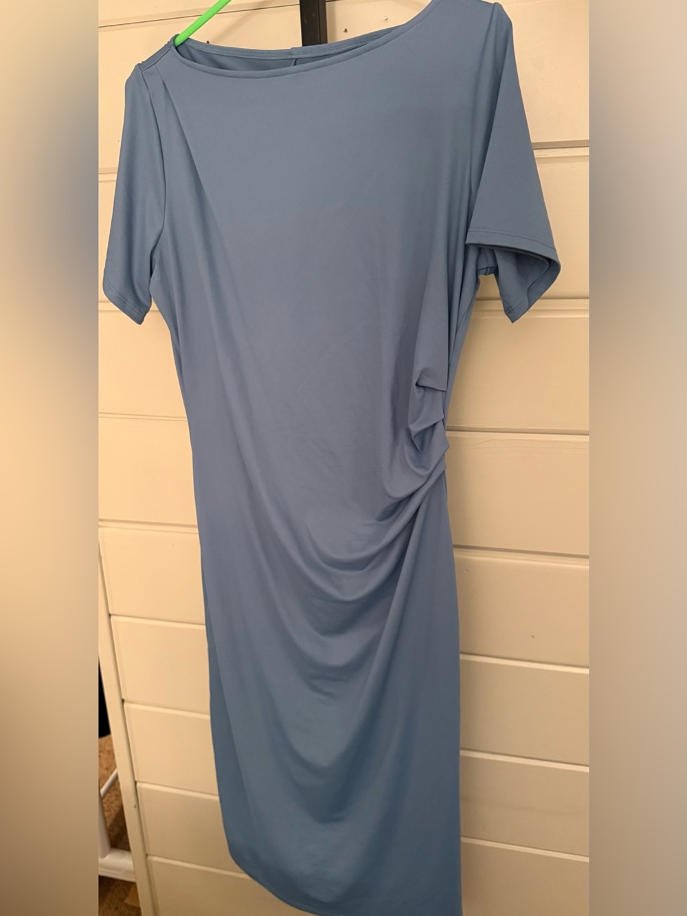 HALARA Dusty Blue Ruched-Side Midi Dress